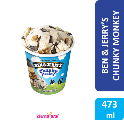 [076840100354] Ben & Jerry Chunky Monkey 1 Pint / 473 ml